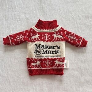 Red and White Holiday Sweater Koozie or gift “bag”